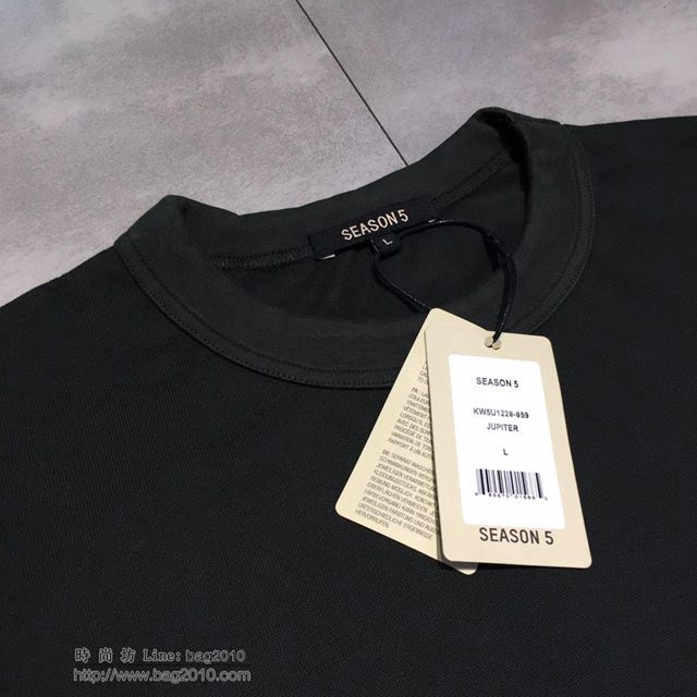 Yeezy Season 5 19春夏新款 寬鬆版型 黑色男短袖T恤  tzy1865